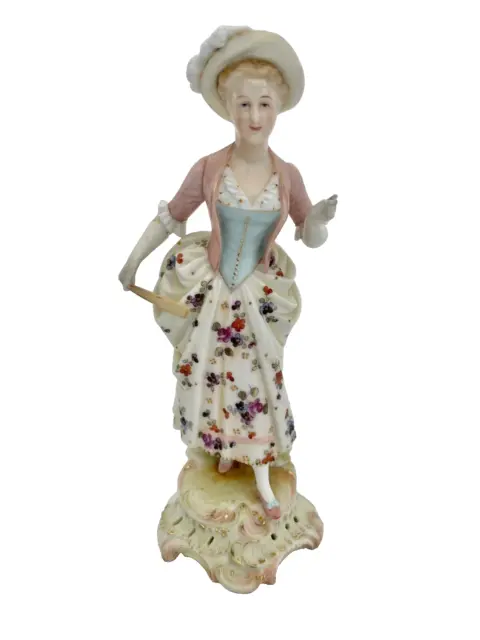 19th Cent stylish 'Lady with Fan' after Christian Nonne German porcelain maestro