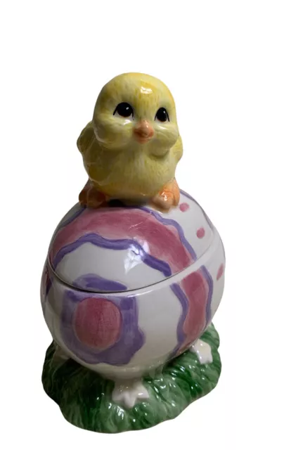 Vintage Fitz And Floyd Easter Ceramic Yellow Chick With Egg Scented Candle