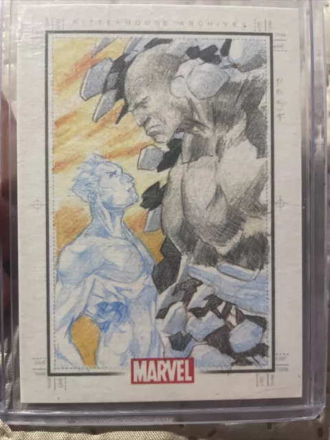 2010 Marvel Spider-Man Sketchafex Sketch Card 1/1 Unknown Artist Ice Man Thing