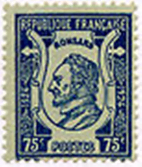 FRANCE STAMP TIMBRE YVERT N° 209 " POETE PIERRE RONSARD 75c BLEU " NEUF xx LUXE