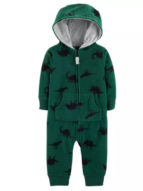 Carters Infant Boys Green Dinosaur Hoodie Jumpsuit Coverall Baby Outfit
