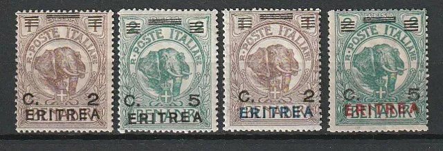 Eritrea 192274 lotto 4 francobolli soprastampati nuovi linguellati MH