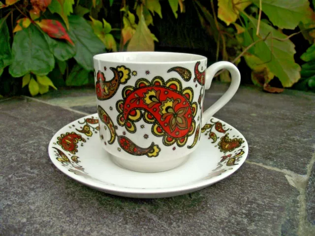 Vtg Retro 1960s Midwinter Jessie Tait Baroque Paisley Pattern Cup & Saucer