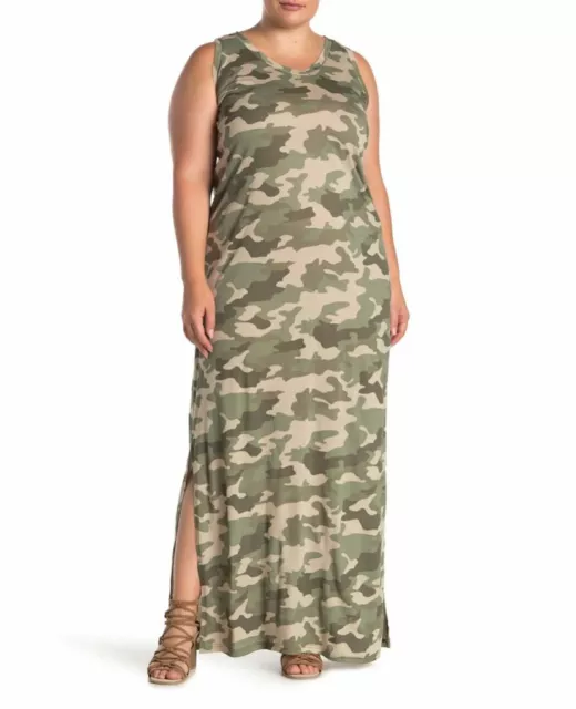 Susina Cinch Back Maxi Knit Tank Dress Color-Olive Camo maxi dress Size XXL/US14