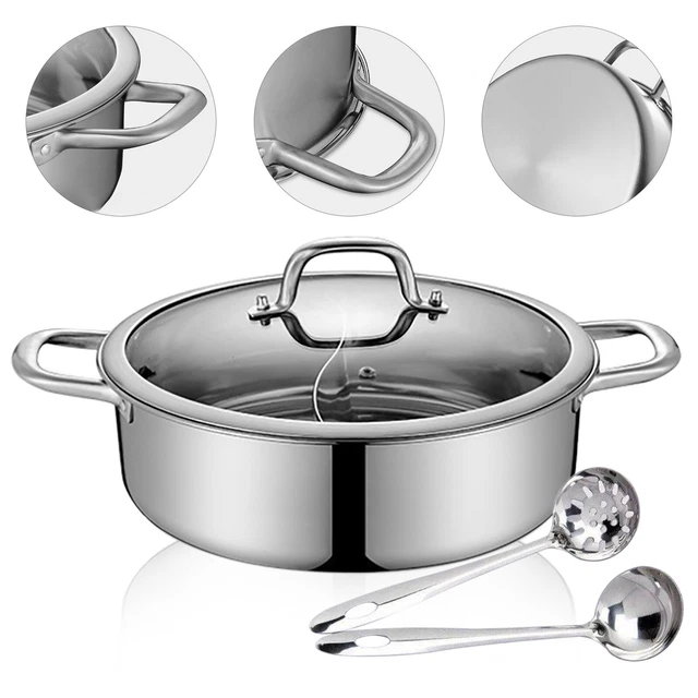 NEW STAINLESS STEEL 304 Hot Pot Shabu Cooker Cookware Twoflavor Fondue