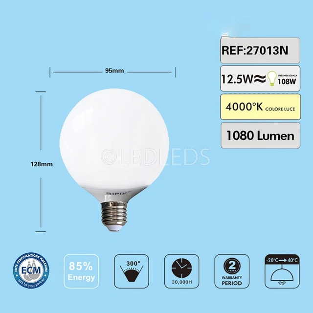 LAMPADINA LED 2835 E27 BULB SPIRALE G150 GLOBO 30W=240W LUCE CASA 4000K NATURALE - PagineGialle - Foto 5