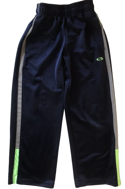 Champion Boys Small S 6-7 Athletic Pants Navy Blue Striped Drawstring Pockets