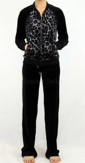 NWT JUICY COUTURE Leopard Print Black Velour Jacket w/ Pants Tracksuit 2 Pcs 3