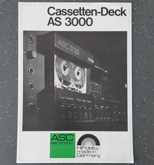 ASC Electronic Cassetten-Deck AS 3000, Prospekt + Testbericht