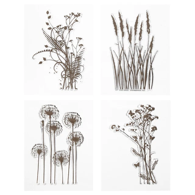 4 Pcs Transparenter Stempel Tpr Blumengummi Scrapbooking-Alben