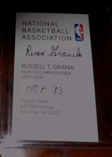 Russ Granik Fmr Deputy NBA Commissioner signed autographed business card