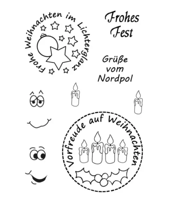 Efco Stempel Set 8 tlg. Clear Stamp Frohes Fest 2 A7 74x105mm 4510921