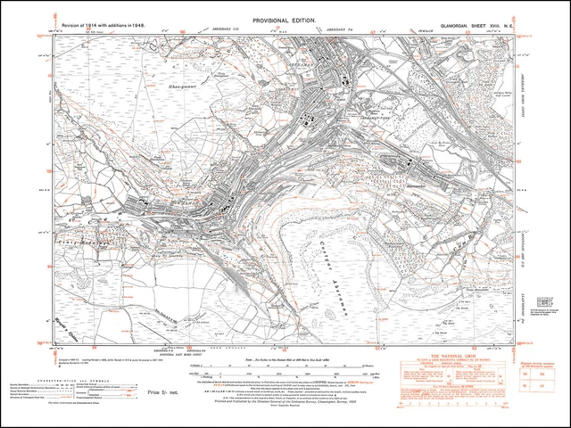 ABERDARE SOUTH, ABERAMAN, Cwmaman, old map 1948 18NE repro