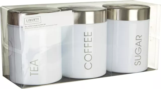 Premier Housewares Liberty Tea, Coffee and Sugar Canisters - Set of 3, White