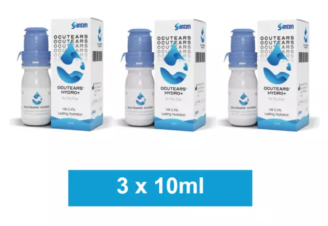 Cationorm Ocutears Hydro+ 0.4% cross-linked HA eye drops 10ml x 3 Pack NEW UK