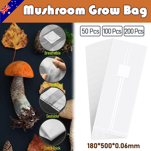 Lot De 50 Sacs De Culture Pour Champignons - 18x35 Cm, PP Transparent, Avec Filtre à Air - Pour Mycélium, Grains, Culture Intérieure