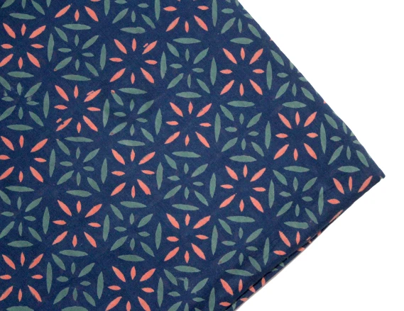 Indien 100% Coton Voile Bleu Vert Tissu Couture Main Bloc Imprimé Artisanat Par