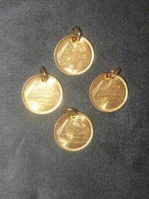 Wholesale Lot Of 4 18mm Authentic Egyptian Egypt Rose Gold Pyramid Coin Pendants