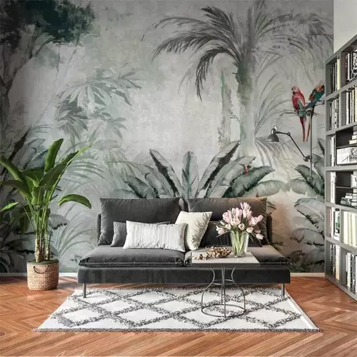 Custom Nordic Tropical Plant Leaves Wallpapers Background 3D Wall Stickers Room