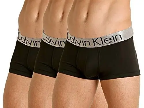 Calvin Klein Mens Steel Micro Low Rise Trunks, Black/Black/Black, XL