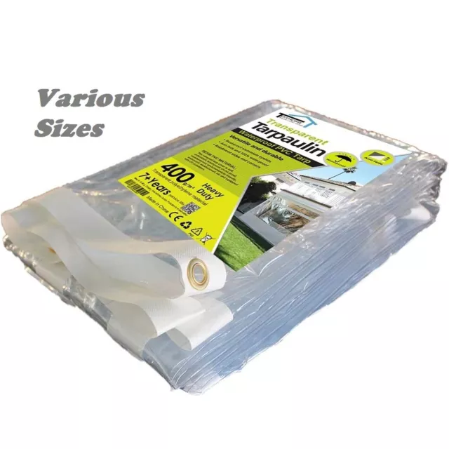 Heavy Duty PVC Clear Waterproof Tarpaulin Ground Cover Tarp Sheet with Eyelets