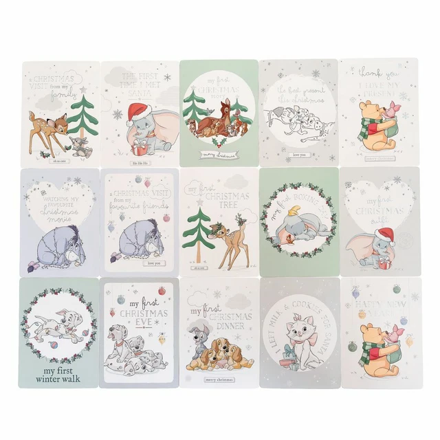 Disney Christmas Baby First Milestones Cards - Dumbo - Bambi - Winnie Pooh