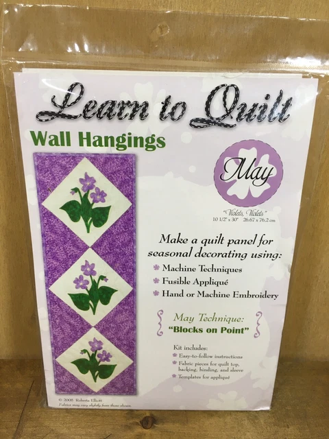 Panel colgante de pared floral Learn To Quilt Roberta Elliott 2008 nuevo de lote antiguo mayo