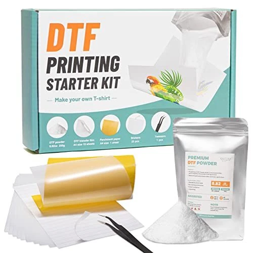 DTF Transfer Powder Film Kit for Sublimation Printer, All-In-1 Starter Kit 8.8oz