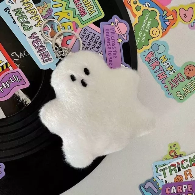 White Ghost Keychain School Bag Pendant Doll Cute Plush Bag Hanging Accessories