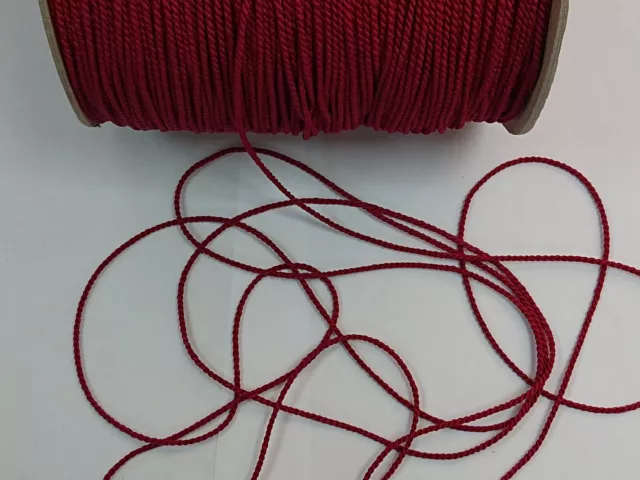 Claret Twisted Cord-2mm Soutache Braided Rope Trimming Edging Piping