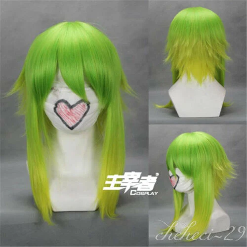 Green gradient yellow GUMI short hair party Synthetic cosplay wig Party party