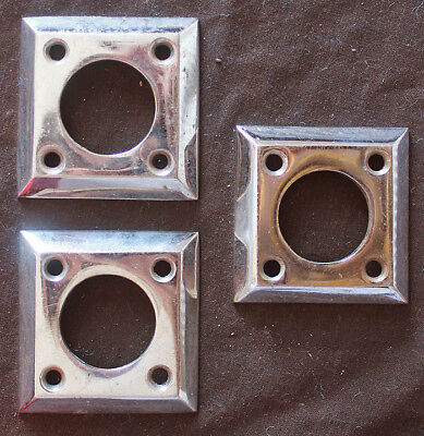 3avail 2.5"x2.5" Vintage NOS Antique Chrome Door Cylinder Mortise Key Hole Plate 3