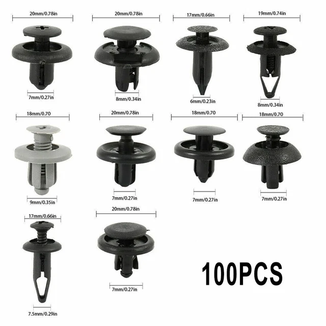 100Pcs Car Trim Clips Rivet Door Panel Retainer Fastener Mud Flaps Push Set