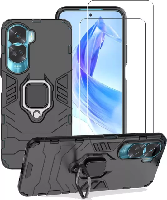 Custodia Cover Anello Magnete + Vetro Temperato per Honor 70 Lite / 90/90 Lite