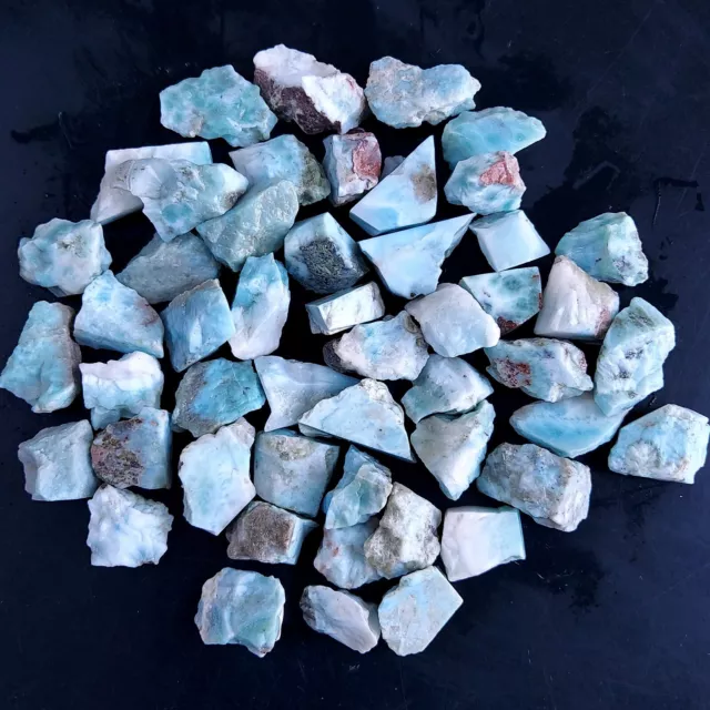 50Pcs 1153Cts Natural Blue Larimar Raw Rough Gemstone Unpolished Lot 16mm #2403