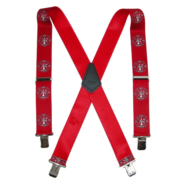 New CTM Men's Big & Tall Elastic Fireman Print Clip-End Suspenders New CTM Men's Big & Tall Elastic Fireman Print Clip-End Suspenders