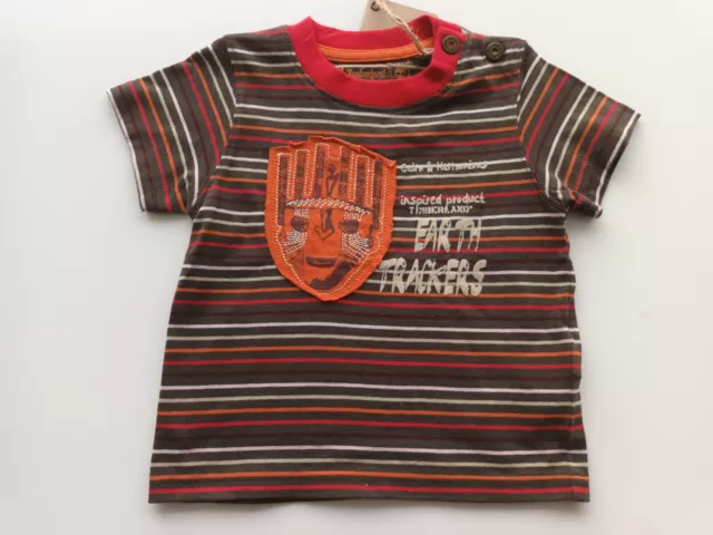 Timberland Baby Boys Short Sleeve T Shirt Top size 6 months Colour Brown Stripes