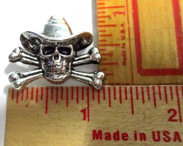 Skull & Crossbones pin w/Cowboy hat vintage collectible old biker vest pinback Skull & Crossbones pin w/Cowboy hat vintage collectible old biker vest pinback