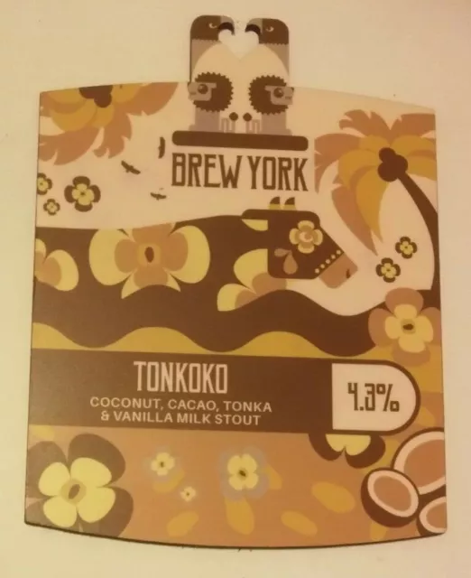 BREW YORK brewery TONKOKO real ale beer pump clip badge front Yorkshire