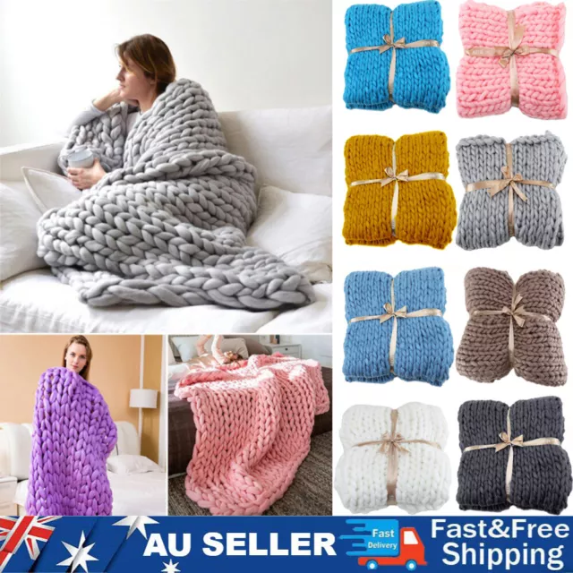 Knitted Throw Blanket Rug Sofa Bed Couch Winter Fringe Soft Acrylic Blankets