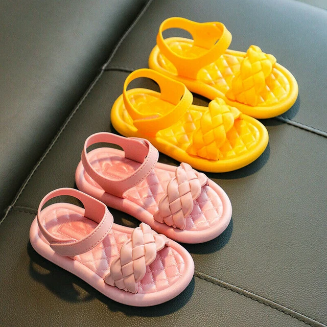 Girls Weave Flat Sandals Summer Toddler Baby Kids Holiday Princess Shoes Size 5