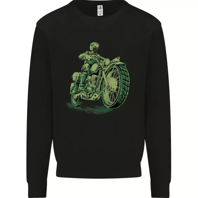 Felpa Maglione Biker Green Cafe Racer Motociclo Uomo
