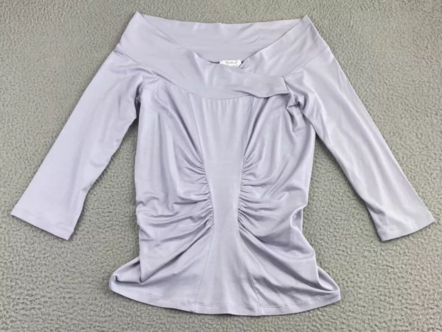 MAX MARA Womens Lavender Gathered 3/4 Sleeve Jersey Top Size Large Made in Italy