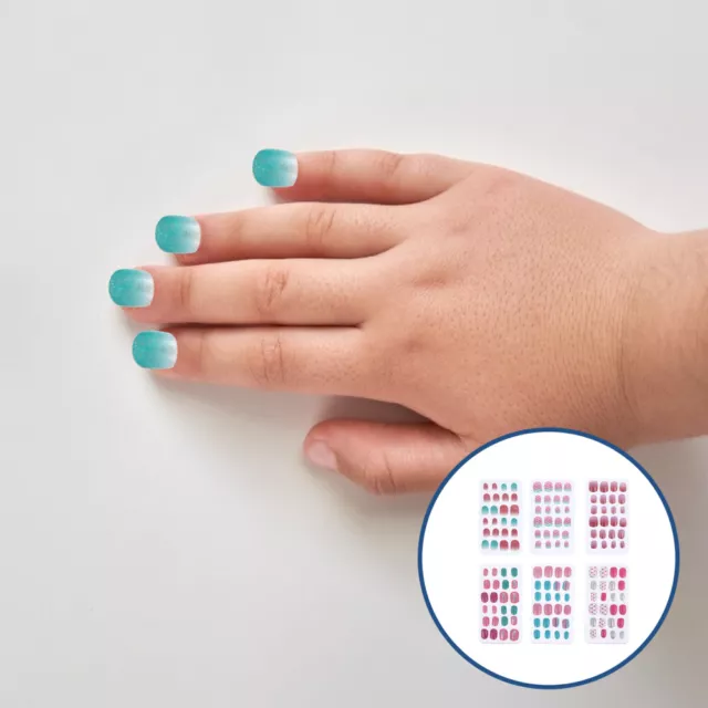 6 Boxes/144pcs Bout D'ongle Artificiel Nail Pour Enfants Stickers Dessin Animé