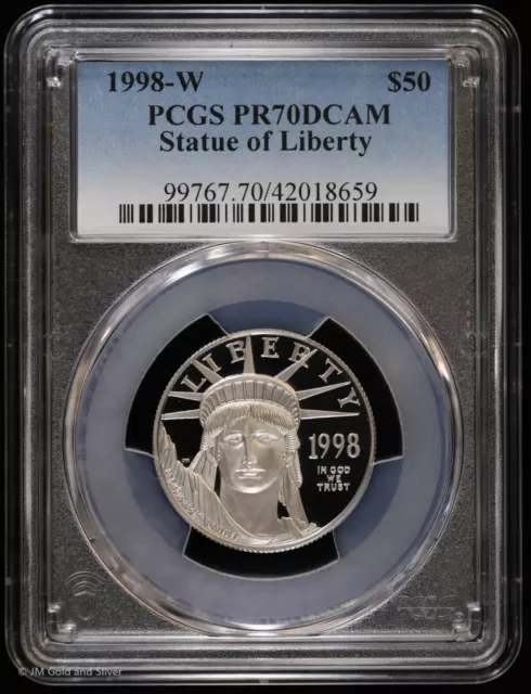 1998 W $50 1/2 oz Platinum Eagle Proof Statue of Liberty PCGS PR 70 DCAM