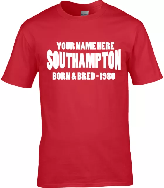 Southampton Recién Nacido Y Bred Camiseta Personalizada Add Nombre Año Gran Idea