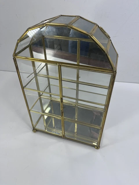Vintage Mirrored Glass Brass Curio Cabinet w Dome Top Hollywood Regency 12” Vintage Mirrored Glass Brass Curio Cabinet w Dome Top Hollywood Regency 12”