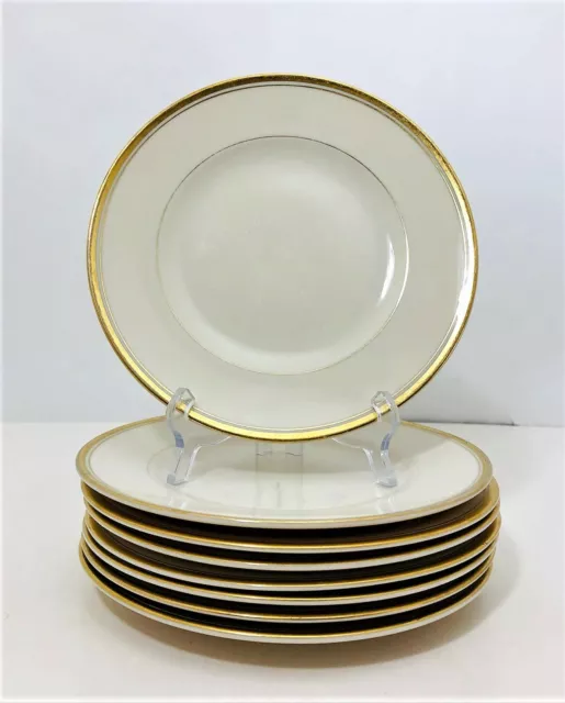 8 Syracuse China O.P. Co Monticello Dessert Plates 7 1/8" Old Ivory Gold Bread