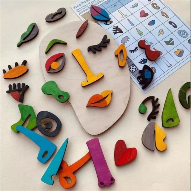 Pieces Color Face Picasso Art Puzzle Toy Wooden Montessori Kids Room Decoration