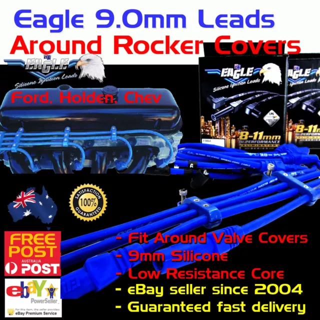 Eagle 9mm Ignition Spark Plug Leads SB Chev 283-400 Around Rocker Covers +Mounts